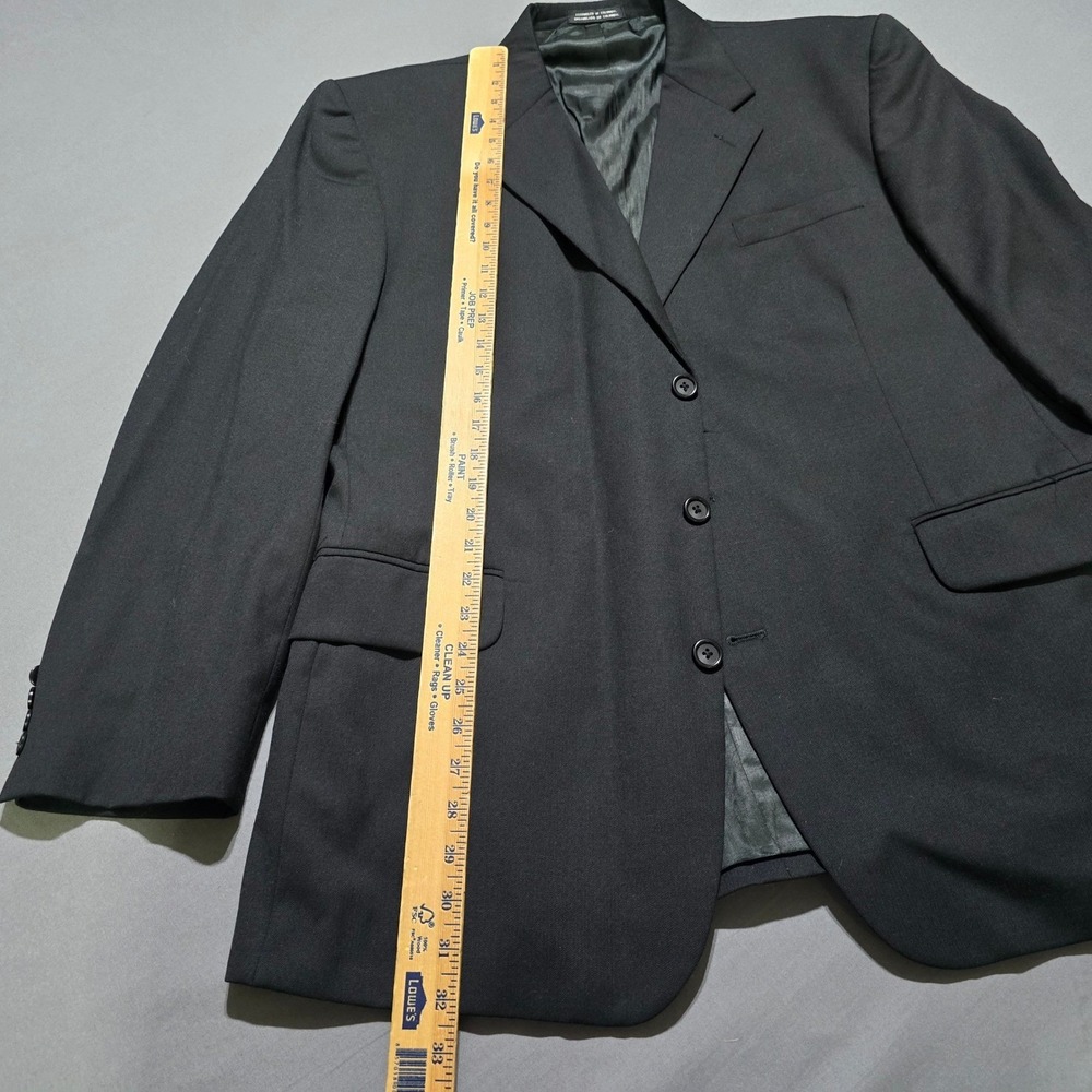 Stafford Blazer Mens 44R Black 100% Pure‎ New Wool 3 Button Sport Coat - Picture 3 of 13